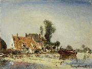 Johan Barthold Jongkind Houses along a Canal near Crooswijk oil painting artist
